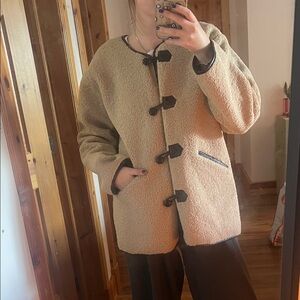 Joie Cream Teddy Sherpa Toggle Jacket